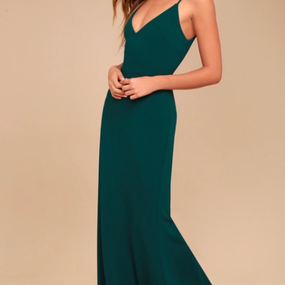 Lulus Forrest Green mermaid dress